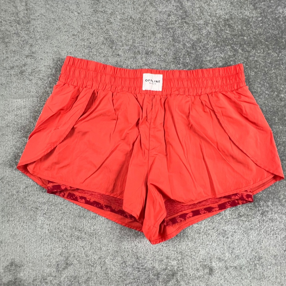OFFLINE by Aerie The Hugger Red 2-in-1 Running Shorts XXL High Rise Activewear